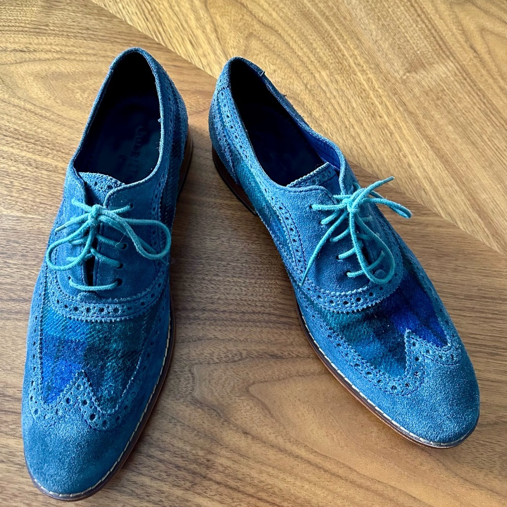 Cole Haan Blue Oxford Shoes with Suede Finish